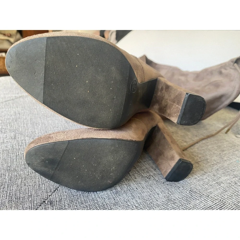 Target Women Taupe Faux Suede Over The Knee Block Heel Boots 7.5 096153178F